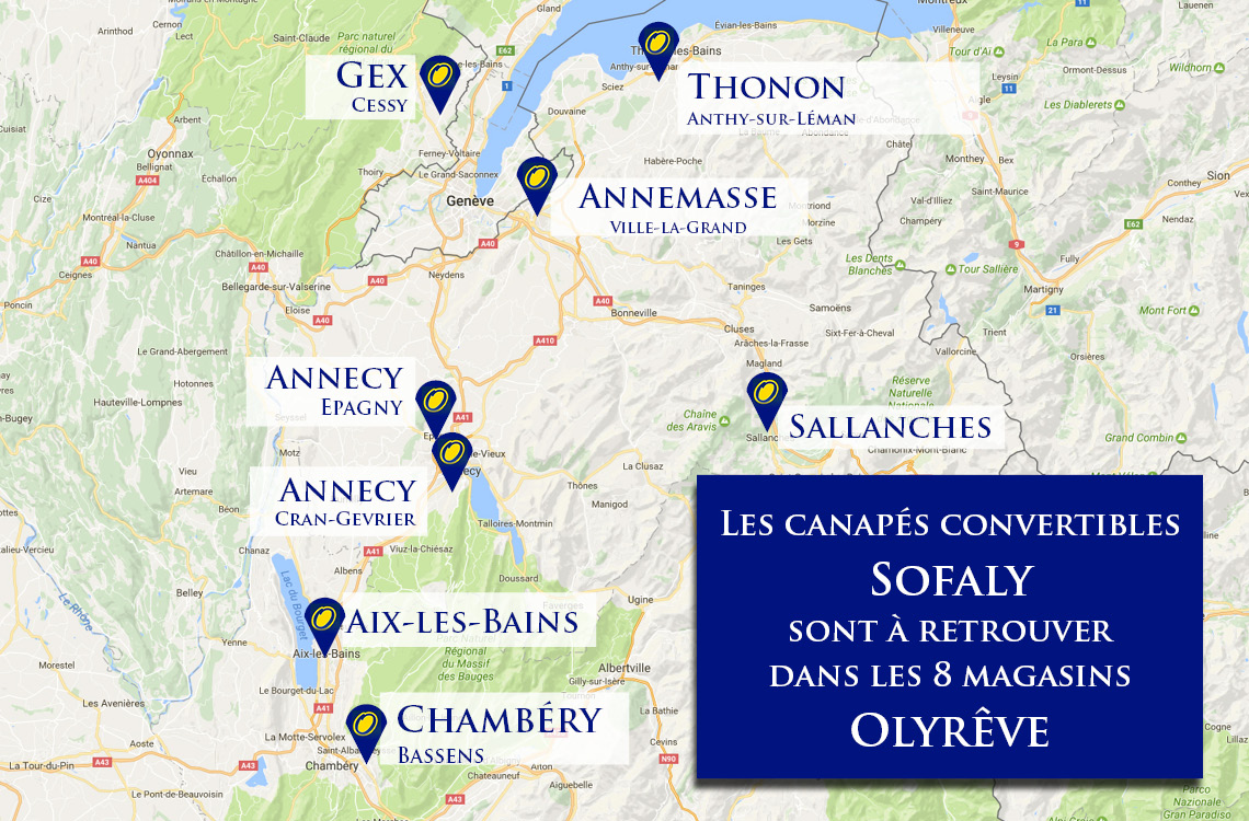 Sofaly : 8 magasins de canapé convertible Nos magasins OLYREVE